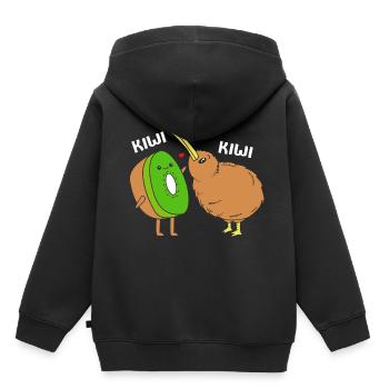 kiwi-oiseau kiwi - Sweat Premium à capuche enfant bio - noir - Dos - AI Model Kid Male (0cm)