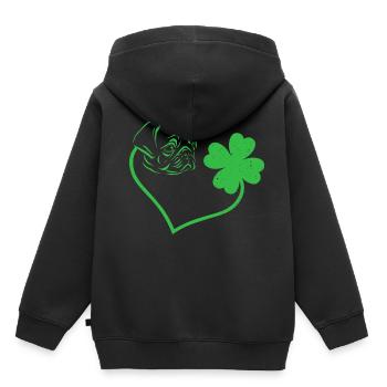 Mopshond Hond Shamrock Hart Shamrock - Kinder Premium hoodie biologisch - zwart - Achter - AI Model Kid Male (0cm)