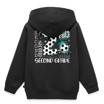 2. Klasse Fußball - Kinder Premium Organic Hoodie - Schwarz - Hinten - AI Model Kid Male (0cm)