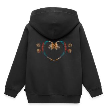 Cœur de clefs de basse vintage - Sweat Premium à capuche enfant bio - noir - Dos - AI Model Kid Male (0cm)