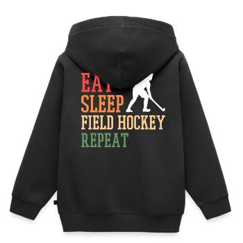Hockey hockey de hockey coach - Sweat Premium à capuche enfant bio - noir - Dos - AI Model Kid Male (0cm)