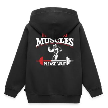 Funny Fitness Gym Workout und Gewichtheber - Kinder Premium Organic Hoodie - Schwarz - Hinten - AI Model Kid Male (0cm)