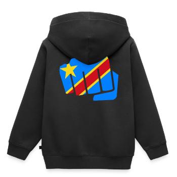 Congo Zaïre Kongu DR Congo Congo drapeau cadeau - Sweat Premium à capuche enfant bio - noir - Dos - AI Model Kid Male (0cm)