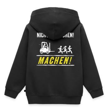 Nicht Quatschen Machen Stapler Staplerfahrer - Kinder Premium Organic Hoodie - Schwarz - Hinten - AI Model Kid Male (0cm)
