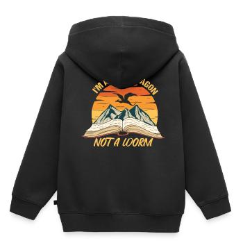 Ver de bibliothèque Drôle de sort pour un fantasy - Sweat Premium à capuche enfant bio - noir - Dos - AI Model Kid Male (0cm)