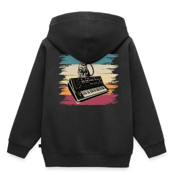 Synthétiseur modulaire Musique électronique Analogique Cat - Sweat Premium à capuche enfant bio - noir - Dos - AI Model Kid Male (0cm)