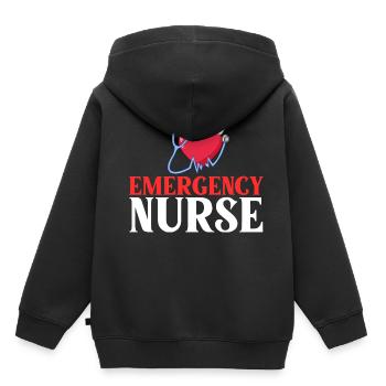 Infirmière d’urgence Premiers soins - Sweat Premium à capuche enfant bio - noir - Dos - AI Model Kid Male (0cm)