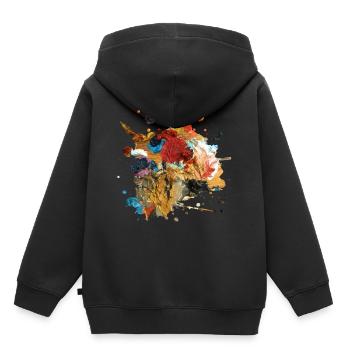 Farbkleckse oder Kunstwerk - Kinder Premium Organic Hoodie - Schwarz - Hinten - AI Model Kid Male (0cm)