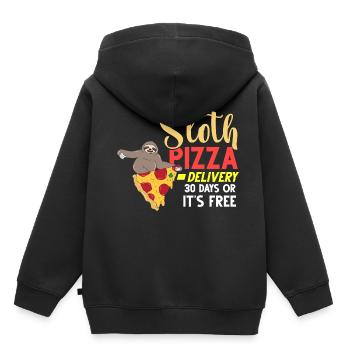 Faultier Pizza Lieferung Pizzeria Italienisch - Kinder Premium Organic Hoodie - Schwarz - Hinten - AI Model Kid Male (0cm)