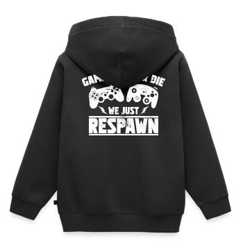 Gamers Jamais le juste Respawn - Gamers Gift - Sweat Premium à capuche enfant bio - noir - Dos - AI Model Kid Male (0cm)