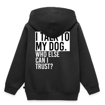 Discours avec un chien - Sweat Premium à capuche enfant bio - noir - Dos - AI Model Kid Male (0cm)