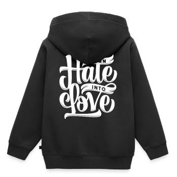 Hass zu Liebe wandeln - Kinder Premium Organic Hoodie - Schwarz - Hinten - AI Model Kid Male (0cm)