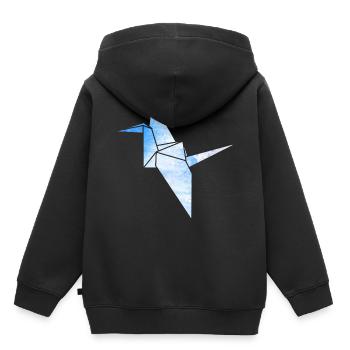 Kranich Origami - Kinder Premium Organic Hoodie - Schwarz - Hinten - AI Model Kid Male (0cm)