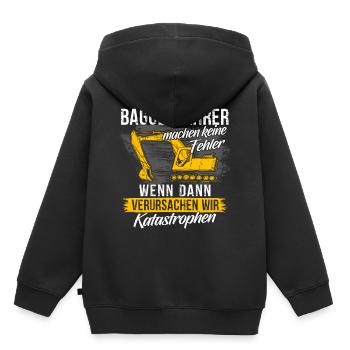 Bagger Shirt · Baustelle · Baumaschine · Feller - Kinder Premium Organic Hoodie - Schwarz - Hinten - AI Model Kid Male (0cm)