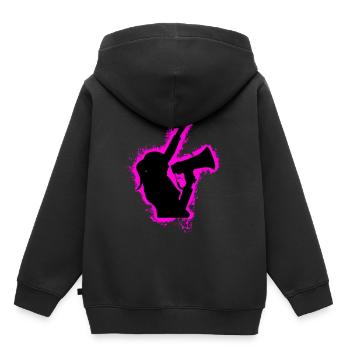 Contour rose et noir protestant - Sweat Premium à capuche enfant bio - noir - Dos - AI Model Kid Male (0cm)