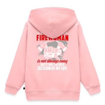 Feuerwehr Shirt · Brandbekämpfung · Feuerwehrfrau - Kinder Premium Organic Hoodie - Rosa - Hinten - AI Model Kid Female (0cm)