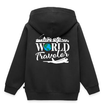 voyageur du monde - Sweat Premium à capuche enfant bio - noir - Dos - AI Model Kid Male (0cm)