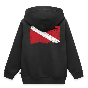 Vintage Shark Scuba Dive Flag Mens Gym Sport - Kinder Premium Organic Hoodie - Schwarz - Hinten - AI Model Kid Male (0cm)
