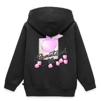 Parfum Joli rose parfum parfum rose - Sweat Premium à capuche enfant bio - noir - Dos - AI Model Kid Male (0cm)