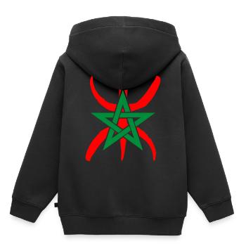 Maroc Amazigh - Sweat Premium à capuche enfant bio - noir - Dos - AI Model Kid Male (0cm)