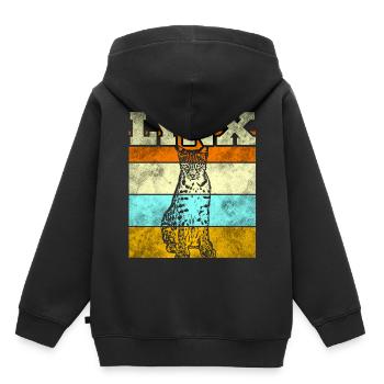 Luchs - Kinder Premium Organic Hoodie - Schwarz - Hinten - AI Model Kid Male (0cm)