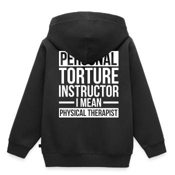 Physiothérapie formateur physiothérapie - Sweat Premium à capuche enfant bio - noir - Dos - AI Model Kid Male (0cm)