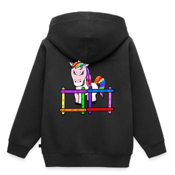 Für Kinder grimmiges Einhorn Emotion Gefühle Wut - Kinder Premium Organic Hoodie - Schwarz - Hinten - AI Model Kid Male (0cm)