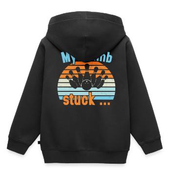 My Thumb stuck / Bowling - Kinder Premium Organic Hoodie - Schwarz - Hinten - AI Model Kid Male (0cm)