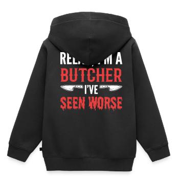 I've seen worse meat seller Gesche - Kids Premium Organic Hoodie - black - Back - AI Model Kid Male (0cm)