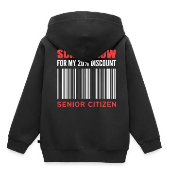 20% korting humoristisch persoonsgeschenk - Kinder Premium hoodie biologisch - zwart - Achter - AI Model Kid Male (0cm)