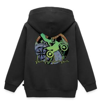 Motorrad Motocross Vintage 80er Retro Biker - Kinder Premium Organic Hoodie - Schwarz - Hinten - AI Model Kid Male (0cm)