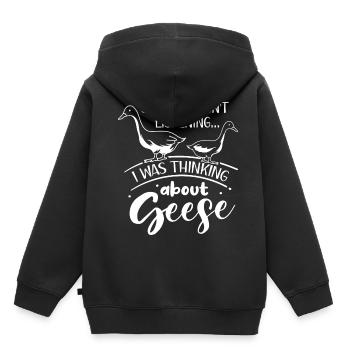 Réflexions sur les oies, les oiseaux, - Sweat Premium à capuche enfant bio - noir - Dos - AI Model Kid Male (0cm)