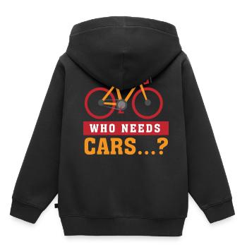 Qui a besoin de voitures ? Un vélo de mobilité - Sweat Premium à capuche enfant bio - noir - Dos - AI Model Kid Male (0cm)