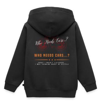Dage ironique : voitures, vélo, mobilité durable, - Sweat Premium à capuche enfant bio - noir - Dos - AI Model Kid Male (0cm)