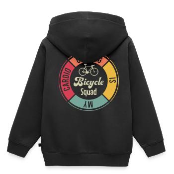 Bicycle Squad, mobilité, environnement, cyclisme - Sweat Premium à capuche enfant bio - noir - Dos - AI Model Kid Male (0cm)