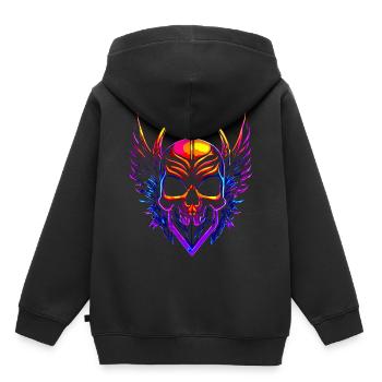 Crâne psychédélique - Sweat Premium à capuche enfant bio - noir - Dos - AI Model Kid Male (0cm)