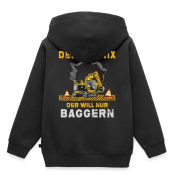 Bagger Baggerfahrer Baggerschaufel Bauleiter - Kinder Premium Organic Hoodie - Schwarz - Hinten - AI Model Kid Male (0cm)