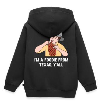 Foodie in Texas Design für stolze Texaner - Kinder Premium Organic Hoodie - Schwarz - Hinten - AI Model Kid Male (0cm)