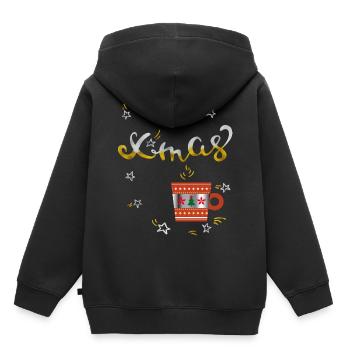Café de l’Avent - Sweat Premium à capuche enfant bio - noir - Dos - AI Model Kid Male (0cm)