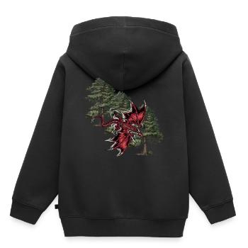 Fabeltier Drache Fabel Drachen Märchenfigur Dino - Kinder Premium Organic Hoodie - Schwarz - Hinten - AI Model Kid Male (0cm)