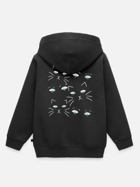 Fantasy Cat Eyes Visage Chat Propriétaire Chats - Sweat Premium à capuche enfant bio - noir