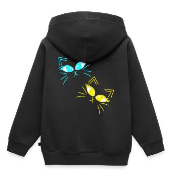 Chat minimaliste Chats Visage Visages - Sweat Premium à capuche enfant bio - noir - Dos - AI Model Kid Male (0cm)
