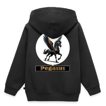 Pegasus mit schwarzen Flügeln - Kinder Premium Organic Hoodie - Schwarz - Hinten - AI Model Kid Male (0cm)