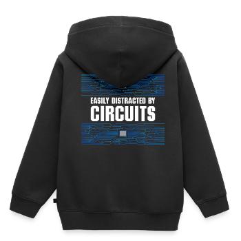 Distracted by Circuits Electro Worker Voltage - Kids Premium Organic Hoodie - black - Back - AI Model Kid Male (0cm)