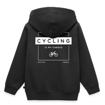 Le cyclisme comme vélo de mobilité cardio-ironique - Sweat Premium à capuche enfant bio - noir - Dos - AI Model Kid Male (0cm)