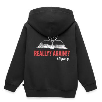 Réel? Encore? Don d’archiviste - Sweat Premium à capuche enfant bio - noir - Dos - AI Model Kid Male (0cm)