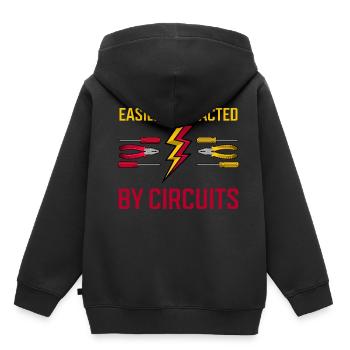 Distrait par les circuits Ironic Electrician - Sweat Premium à capuche enfant bio - noir - Dos - AI Model Kid Male (0cm)