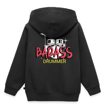 Badass Drummer Punk Gift - Sweat Premium à capuche enfant bio - noir - Dos - AI Model Kid Male (0cm)