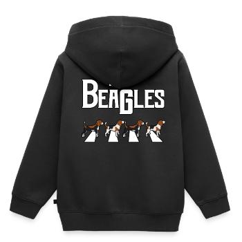 Beagle Chien Chiot Animal De Compagnie Les Beagles - Sweat Premium à capuche enfant bio - noir - Dos - AI Model Kid Male (0cm)