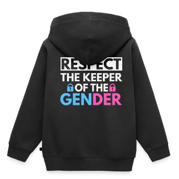 Gender Reveal Design für eine Gender-Hüterin - Kinder Premium Organic Hoodie - Schwarz - Hinten - AI Model Kid Male (0cm)